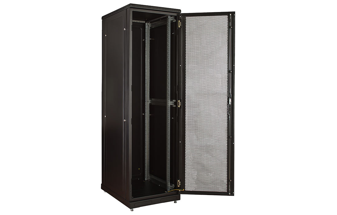 Шкаф телекоммуникационный напольный 19",18U(800x1000), ШТ-НП-М-18U-800-1000-П-Ч, передняя дверь перфорация, черный ССД