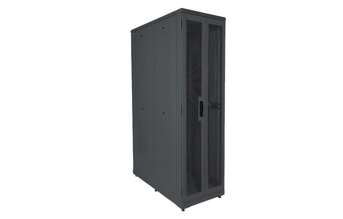 Шкаф телекоммуникационный напольный серверны черный 19",47U(600x1000) , ШТ-НП-С-47U-600-1000-П2П-Ч передняя перфорипрованная,задняя перф.двойная ССД