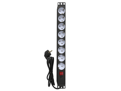 Блок розеток, 220V, МК-10, 8гн с фильтром, 19 дюймов, со шнуром питания 3*0,75