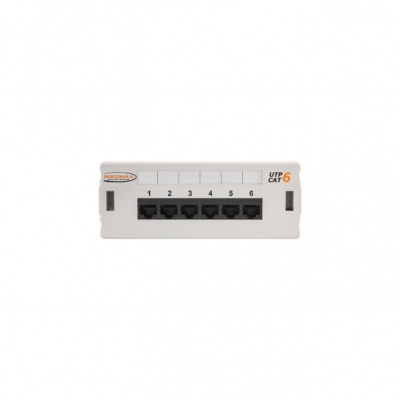 Коммутационная панель настенная, 6 портов, Кат.6, RJ45/8P8C, 110, T568A/B NIKOMAX NMC-WP06UE2-GY