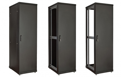 Шкаф телекоммуникационный напольный 19",18U(600x1000), ШТ-НП-М-18U-600-1000-М-Ч, передняя дверь металл, черный ССД