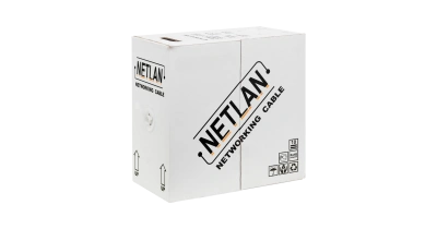 Кабель NETLAN U/UTP 4 пары, Кат.5e (Класс D), 100МГц, одножильный, BC (чистая медь), внутренний, PVC нг(B), серый, 305м