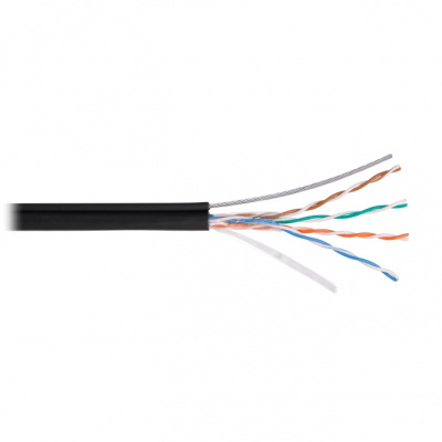Кабель U/UTP 4 пары, Кат.5e, медь, 24AWG, внешний, чернй, 305м NIKOLAN NKL 4805B-BK