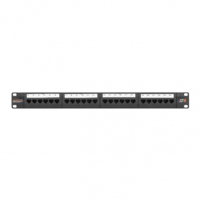 Коммутационная панель 19,  1U, 24 порта, Кат.6, RJ45/8P8C, 110/KRONE, T568A/B NIKOMAX NMC-RP24UE2-1U-BK