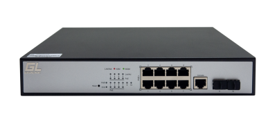 Управляемый L2 PoE коммутатор GIGALINK GL-SW-G204-10P, 8 портов, 1U, 220V, 150W