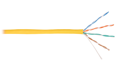 Кабель U/UTP 4 пары, Кат.5e, медь, 24AWG, внутренний, LSZH нг(А)-HFLTx, желтый, 305м NIKOLAN NKL 9100C-YL