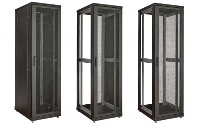 Шкаф телекоммуникационный напольный 19",18U(600x600), ШТ-НП-М-18U-600-600-П-Ч, передняя дверь перфорация, черный ССД