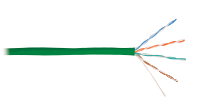 Кабель U/UTP 4 пары, Кат.5e, медь, 24AWG, внутренний, LSZH нг(А)-HFLTx, зеленый, 305м NIKOLAN NKL 9100C-GN